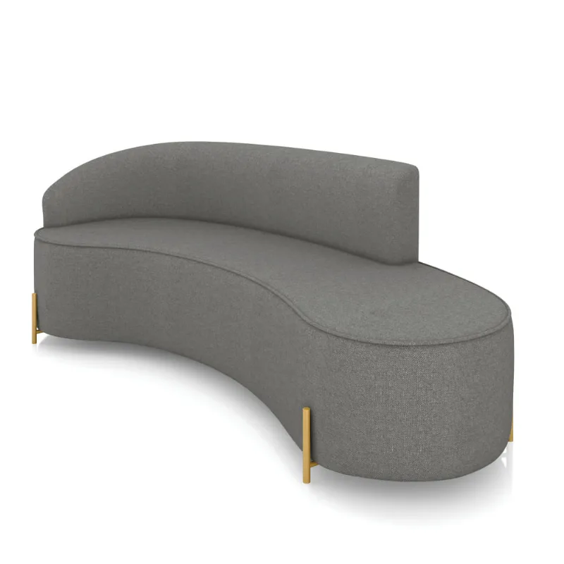 Sofá 4 Lugares Orgânico 220cm Pé Dourado Morgan Linho D03 - D'Rossi Grafite