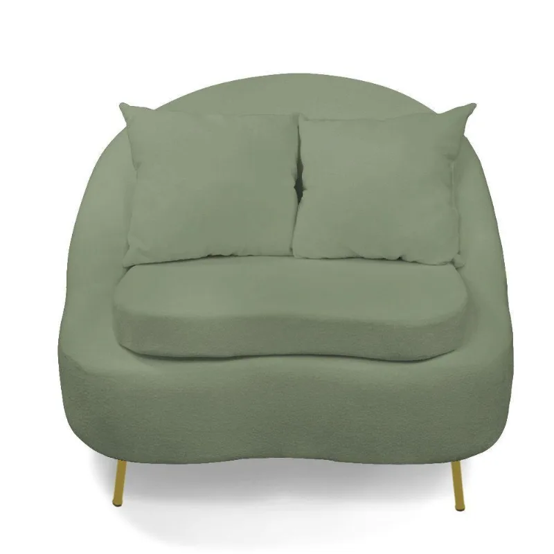 Poltrona Decorativa Orgânica Pé Ferro Dourado Zaya Bouclê Menta C05 - D\'rossi