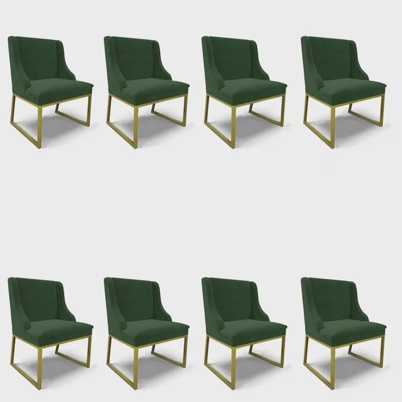 Cadeira Sala de Jantar Industrial Dour Kit 8 Liz Suede Verde D03 - D'Rossi