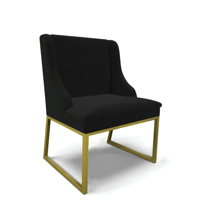 Cadeira Sala De Jantar Industrial Dourado Liz Veludo Preto D03 - D'rossi