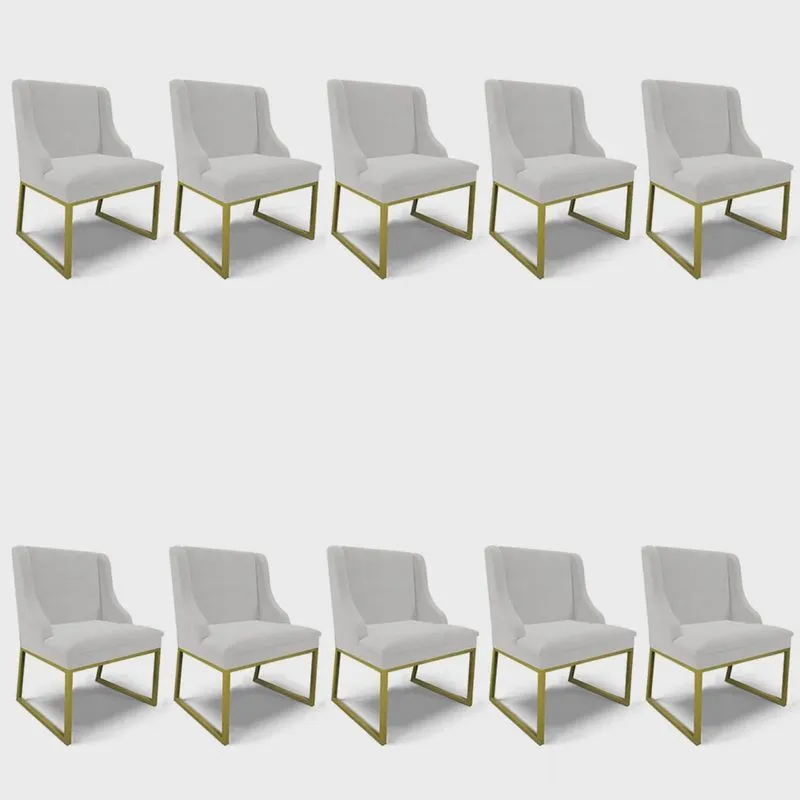 Cadeira Sala de Jantar Industrial Dourado kit 10 Liz Veludo D03 - D'Rossi