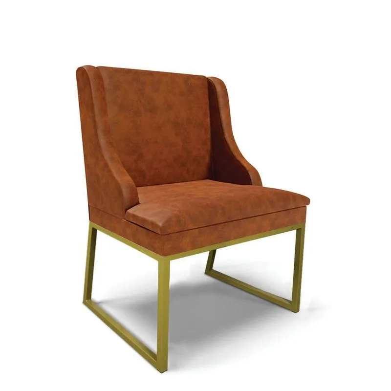 Cadeira Sala De Jantar Industrial Dourado Liz Sintético Pu D03 - D'rossi Cor Nozes