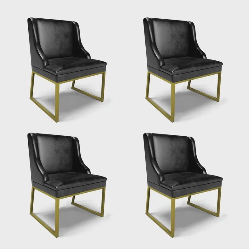 Cadeira Sala de Jantar Industrial Dourado kit 4 Liz Sint pu D03 - D'Rossi