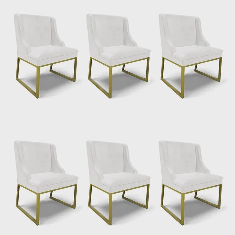 Cadeira Sala de Jantar Industrial Dourado kit 6 Liz Sint pu D03 - D'Rossi