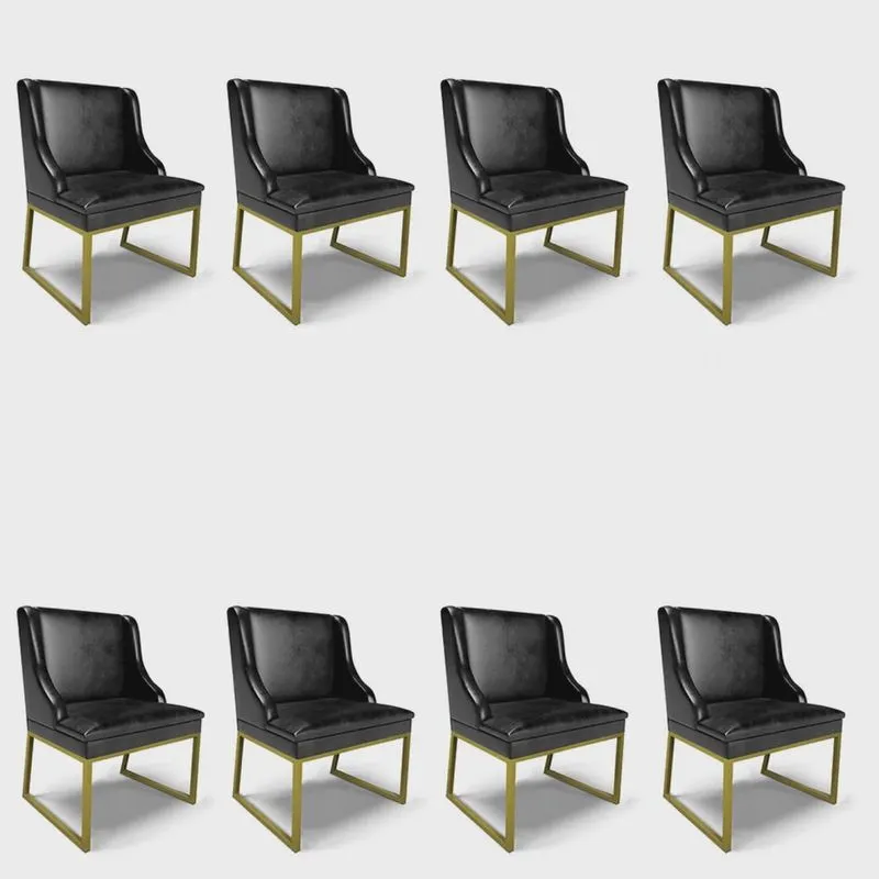 Cadeira Sala de Jantar Industrial Dourado kit 8 Liz Sint pu D03 - D'Rossi