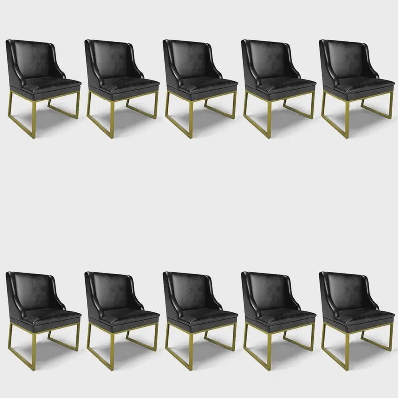 Cadeira Sala de Jantar Industrial Dourado kit 10 Liz Sint pu D03 - D'Rossi