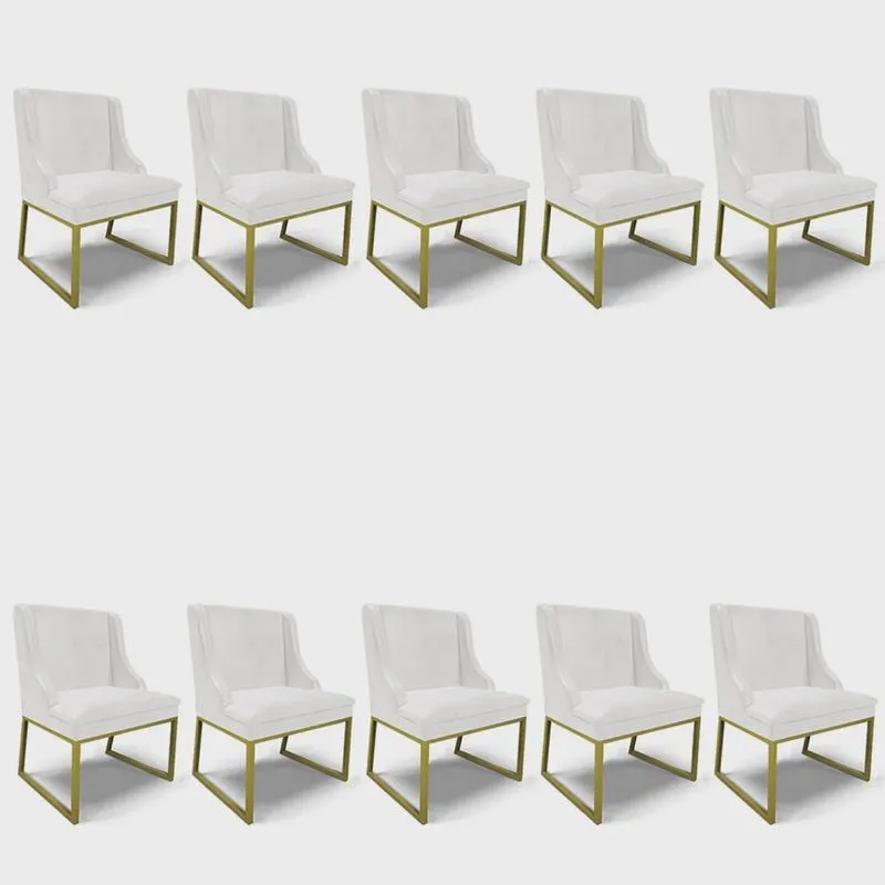 Cadeira Sala de Jantar Industrial Dourado kit 10 Liz Sint pu D03 - D'Rossi