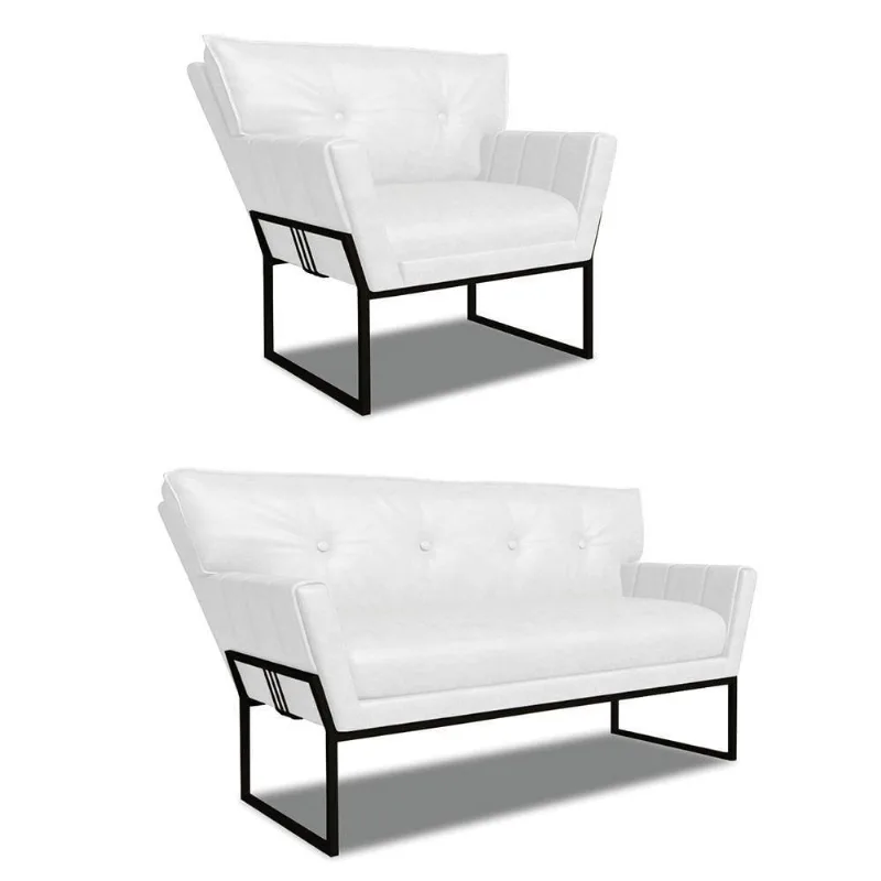 Namoradeira E Poltrona Industrial Pto Anitta Sintético Pu Branco D03 - D'rossi