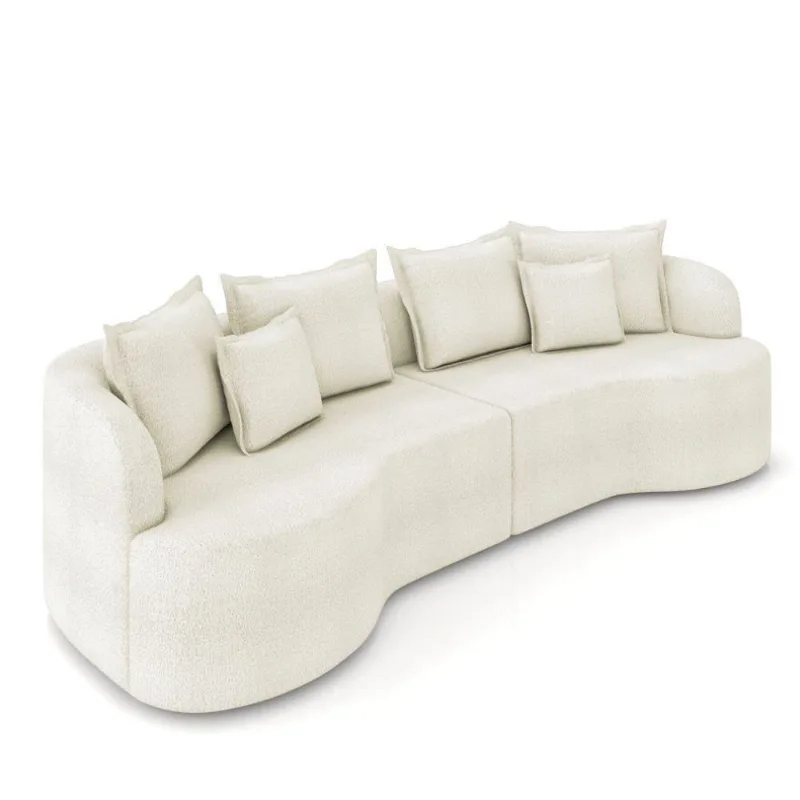 Sofá 5 Lugares Orgânico Living 290cm Mersa Bouclê Bege K01 - D'rossi