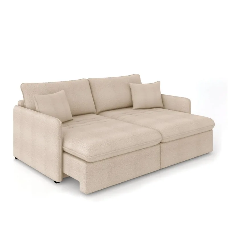 Sofá Retrátil Reclinável 2 Lugares 154cm Maili Bouclê Creme K01 - D'Rossi