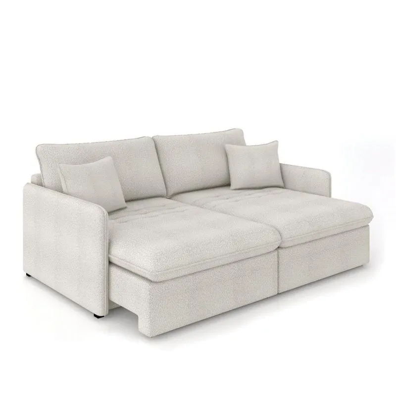 Sofá Retrátil Reclinável 3 Lugares 194cm Maili Bouclê Cinza Claro K01 - D'rossi