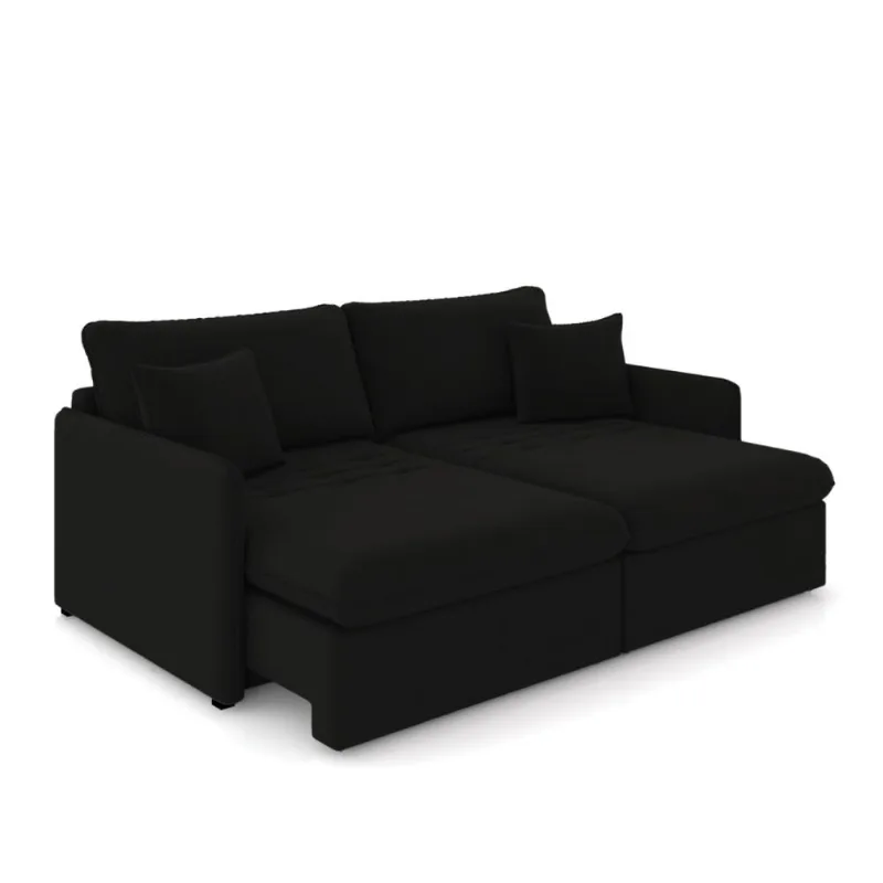 Sofá Retrátil Reclinável 3 Lugares 194cm Maili Veludo Preto K01 - D'Rossi