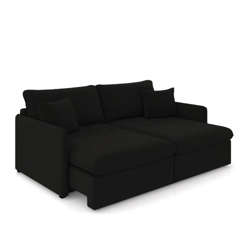 Sofá Retrátil Reclinável 4 Lugares 254cm Maili Veludo Preto K01 - D'rossi