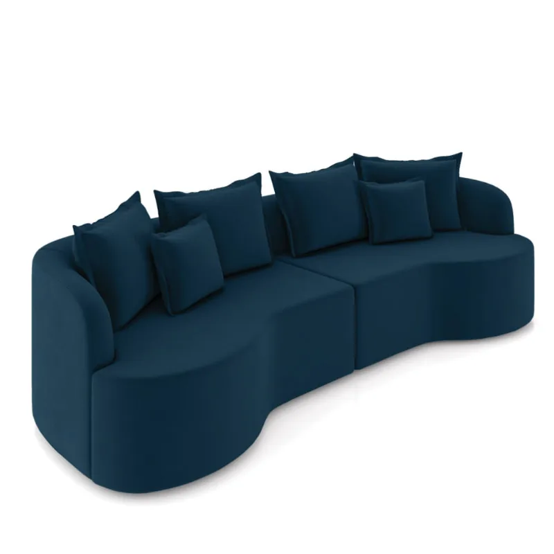 Sofá 3 Lugares Orgânico Living 210cm Mersa Veludo K01 - D'Rossi Azul Marinho