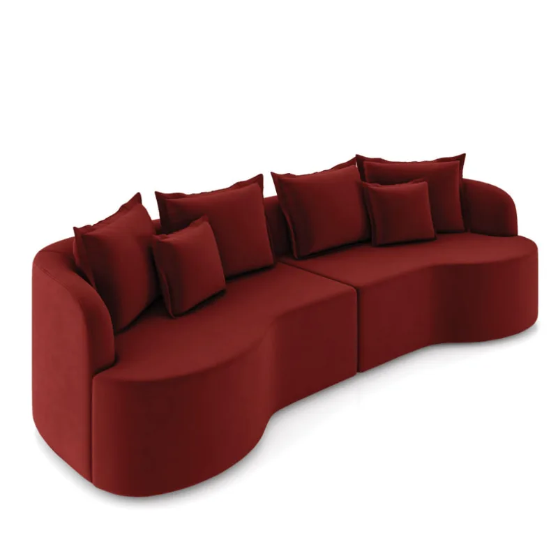 Sofá 3 Lugares Orgânico Living 210cm Mersa Veludo K01 - D'Rossi Vermelho