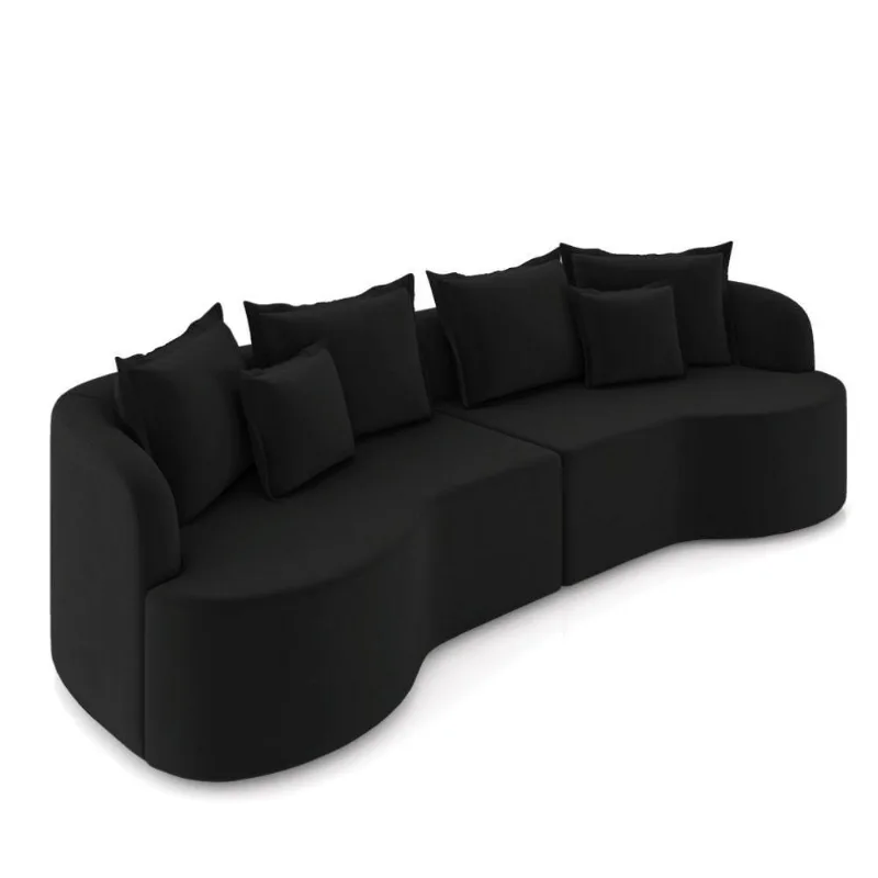 Sofá 4 Lugares Orgânico Living 250cm Mersa Veludo K01 D'rossi Preto
