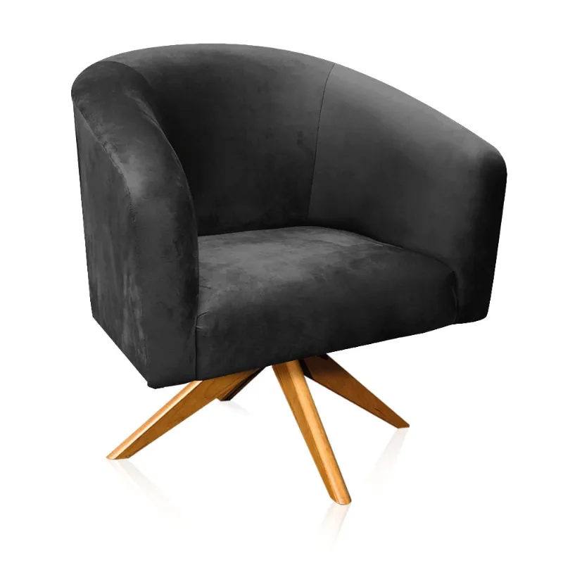 Poltrona Giratoria Stella Suede Preto MA30 D03 - D'Rossi
