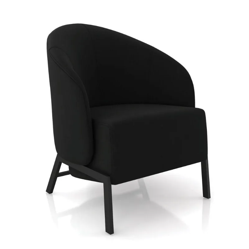 Poltrona Sala De Estar Base Industrial Luar Veludo Preto K01 - D'rossi