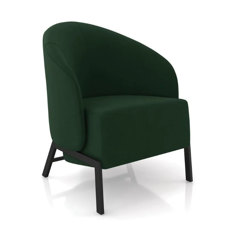 Poltrona Sala De Estar Base Industrial Luar Veludo Verde K01 - D'rossi
