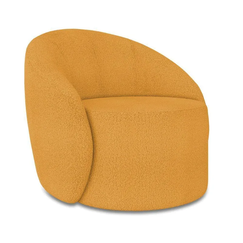 Poltrona Decorativa Orgânica Giratória Lua Bouclê Mostarda D03 - D'rossi