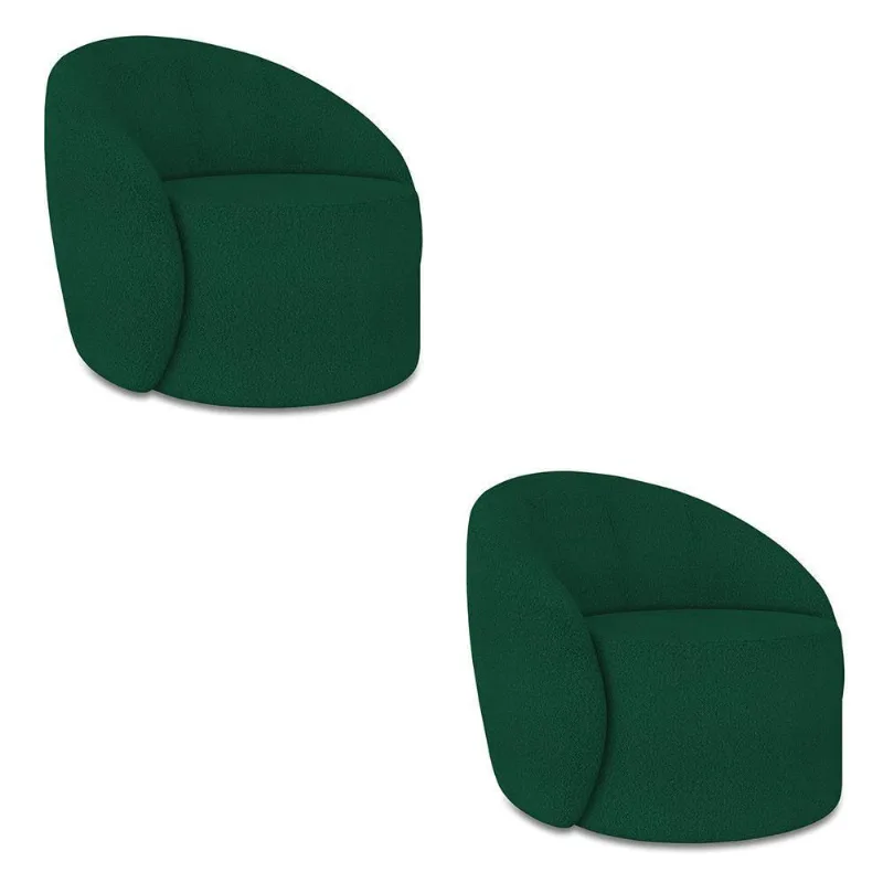 Poltrona Orgânica Giratória Kit 2 Lua Bouclê Verde D03 - D'rossi