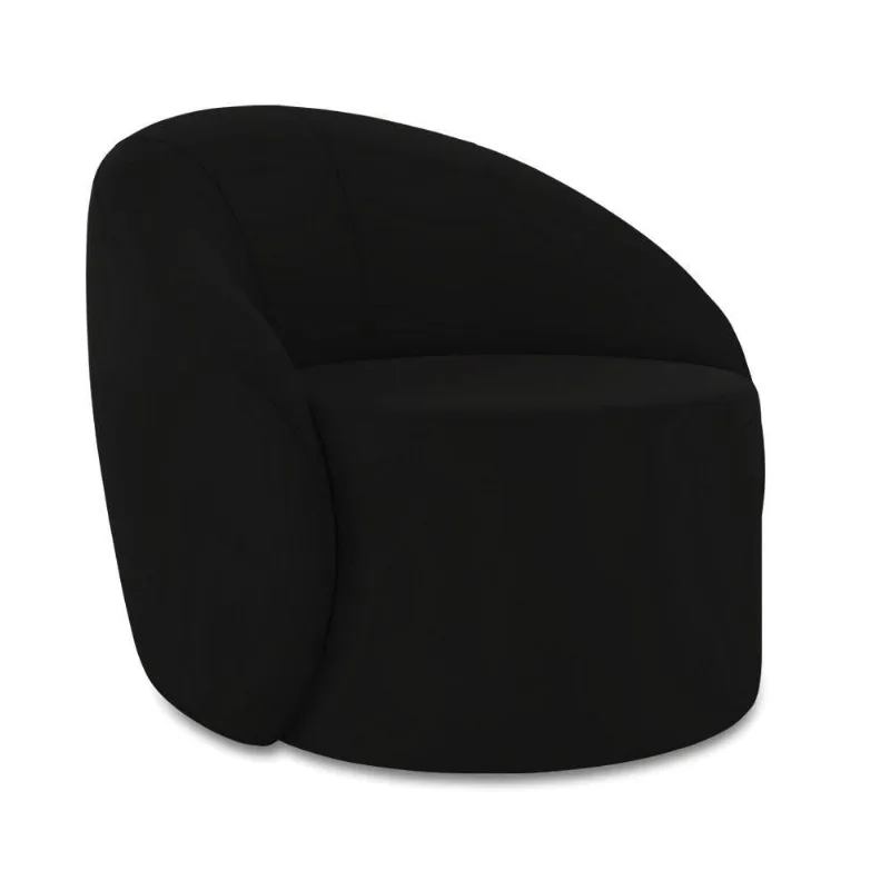 Poltrona Decorativa Orgânica Giratória Lua Veludo Preto D03 - D'rossi