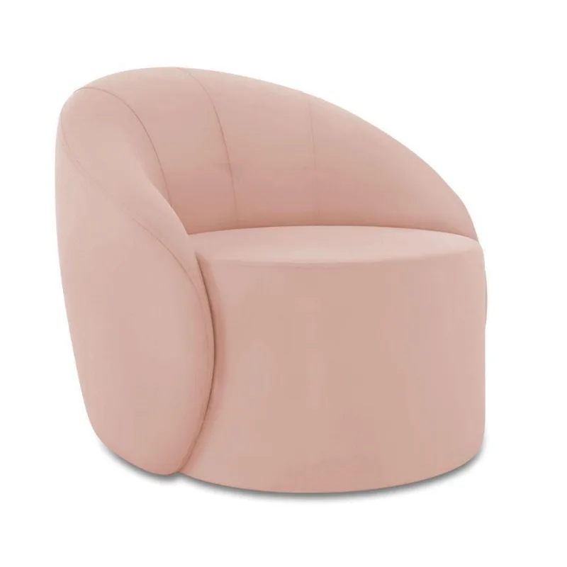 Poltrona Decorativa Orgânica Giratória Lua Veludo Rosê D03 - D'rossi
