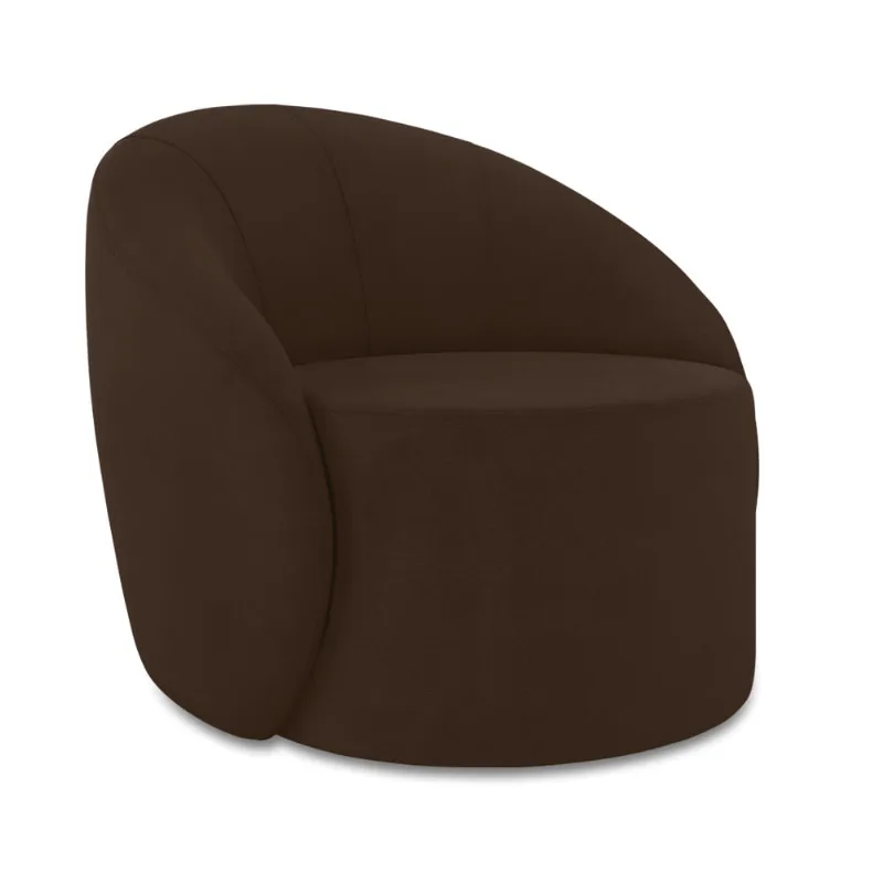 Poltrona Decorativa Orgânica Lua Suede Marrom D03 - D'Rossi