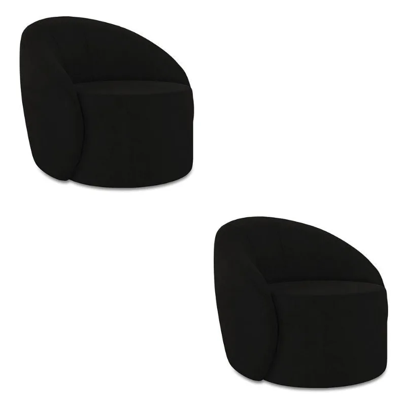 Poltrona Decorativa Orgânica Kit 2 Lua Suede Preto D03 - D'rossi