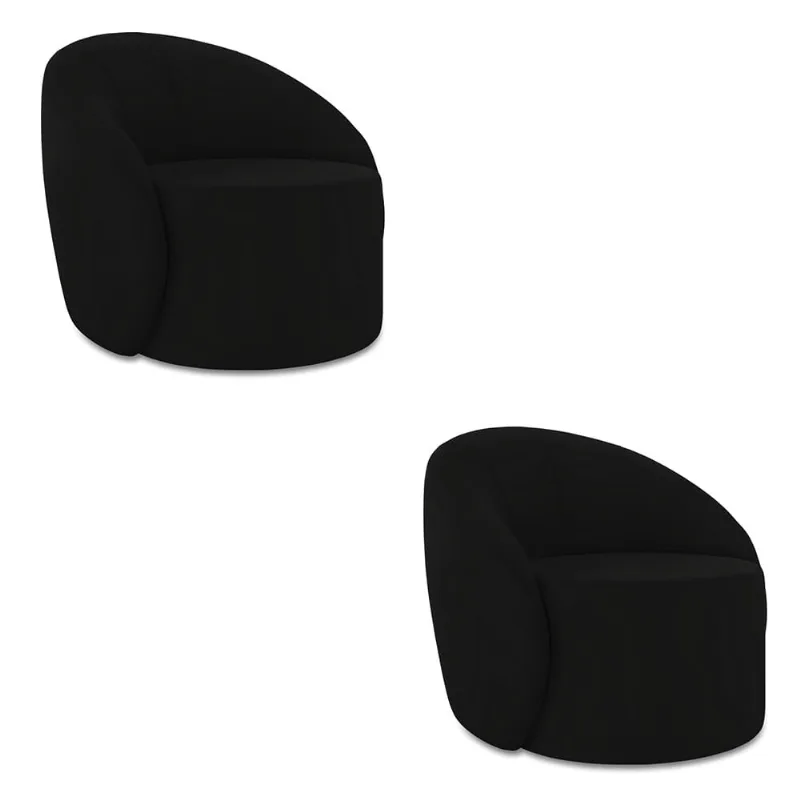 Poltrona Decorativa Orgânica Kit 2 Lua Veludo Preto D03 - D'Rossi
