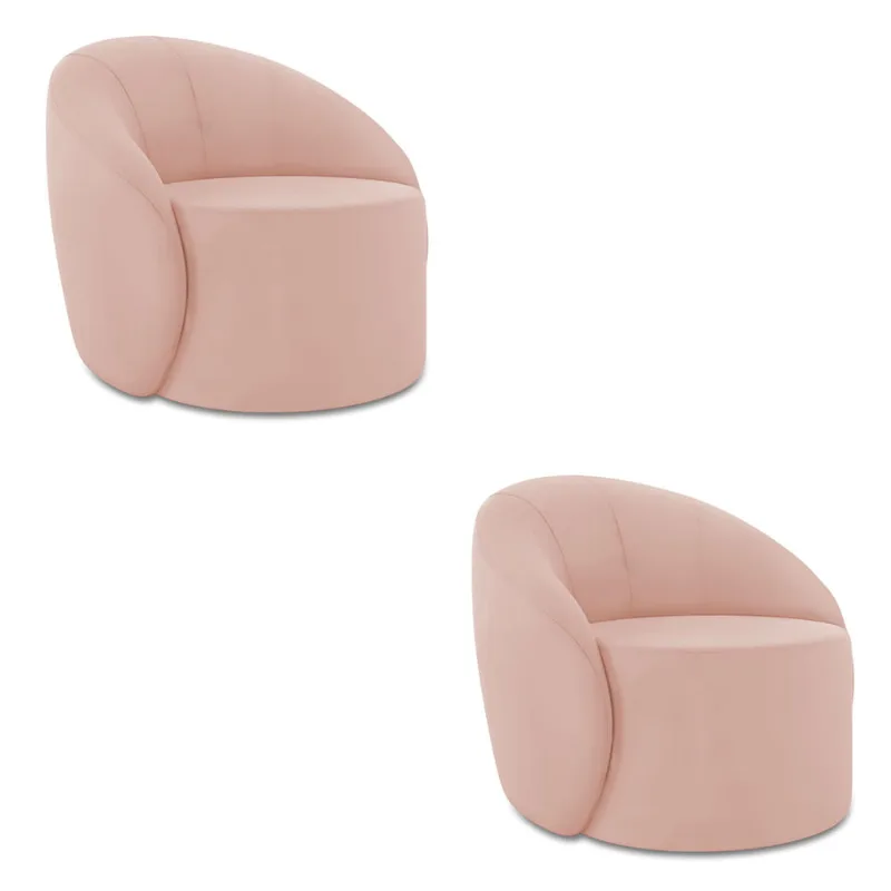 Poltrona Decorativa Orgânica Kit 2 Lua Veludo Rosê D03 - D'Rossi