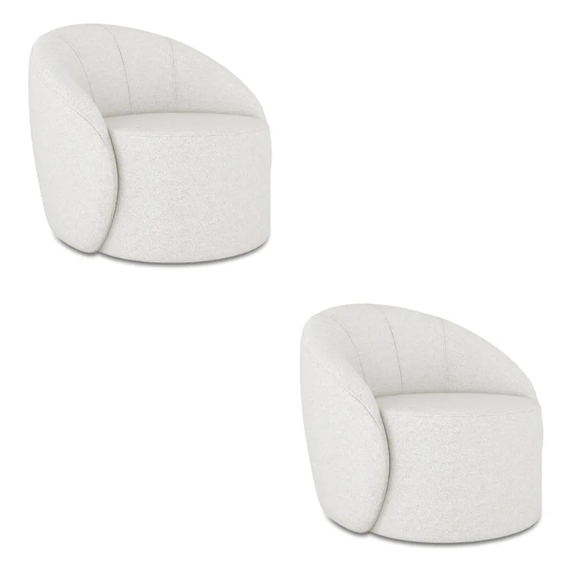Poltrona Decorativa Orgânica Kit 2 Lua Linho Cinza D03 - D'Rossi