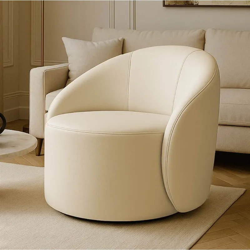 Poltrona Decorativa Orgânica Lua Sintético Bege D03 - D'Rossi