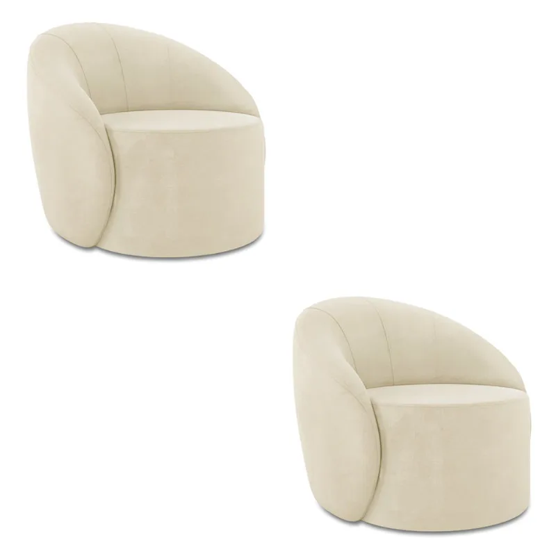 Poltrona Decorativa Orgânica Kit 2 Lua Suede D03 - D'Rossi Bege