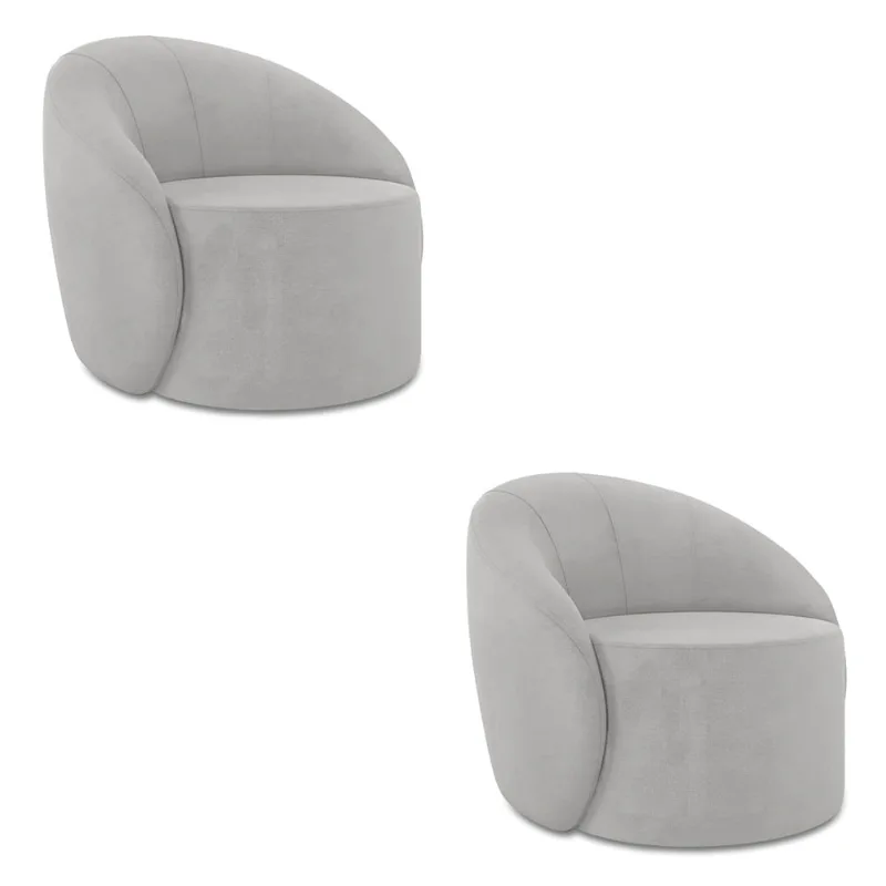 Poltrona Decorativa Orgânica Kit 2 Lua Suede D03 - D'Rossi Cinza