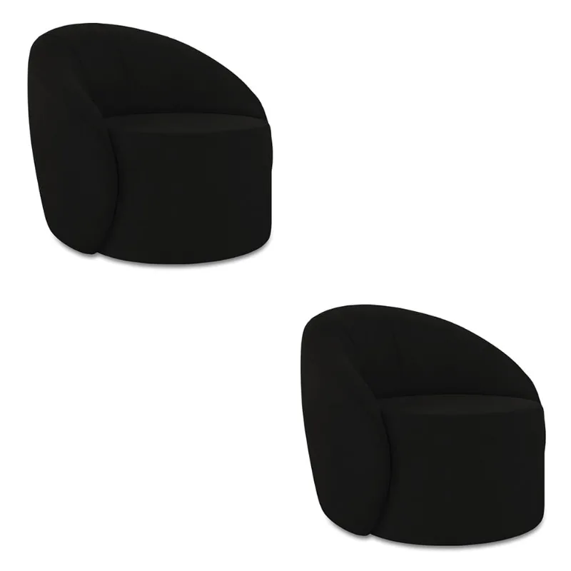 Poltrona Decorativa Orgânica Kit 2 Lua Suede D03 - D'Rossi Preto