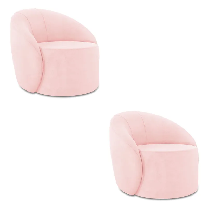 Poltrona Decorativa Orgânica Kit 2 Lua Suede D03 - D'Rossi Rosa Bebê