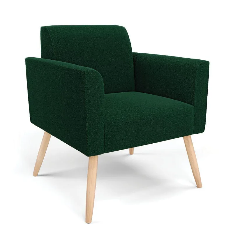 Poltrona Sala Estar Pé Palito Natural Marisa Bouclê Verde D03 - D'rossi