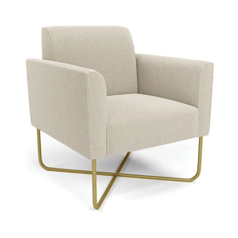 Poltrona Sala Base X Industrial Dourado Marisa Bouclê D03 - D'rossi Cor White