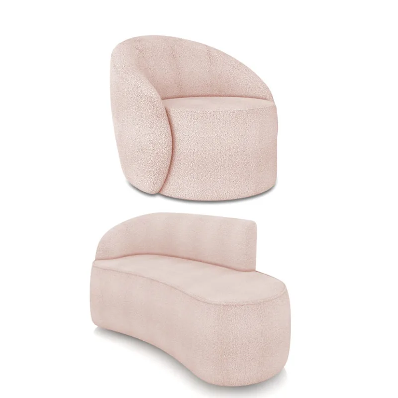 Sofá 2 Lugares Orgânico 140cm Morgan e Poltrona Lua Bouclê D03 - D'Rossi Rose