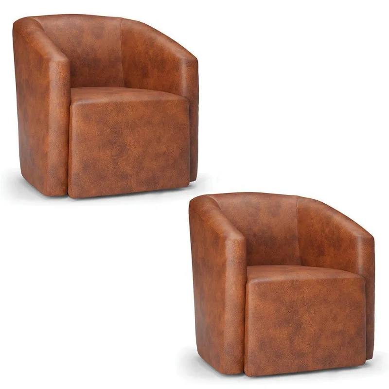 Poltrona Decorativa Orgânica Kit 2 Stella Max Sintético Pu D03 - D'rossi Cor Nozes