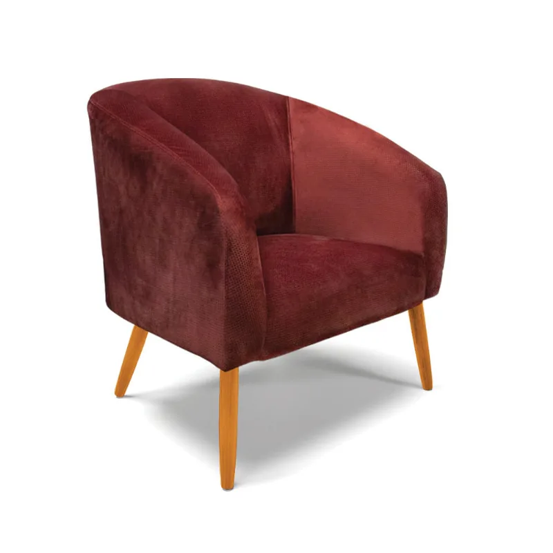 Poltrona Decorativa Pé Palito Castanho Stella Veludo Text Marsala D03 - D'Rossi