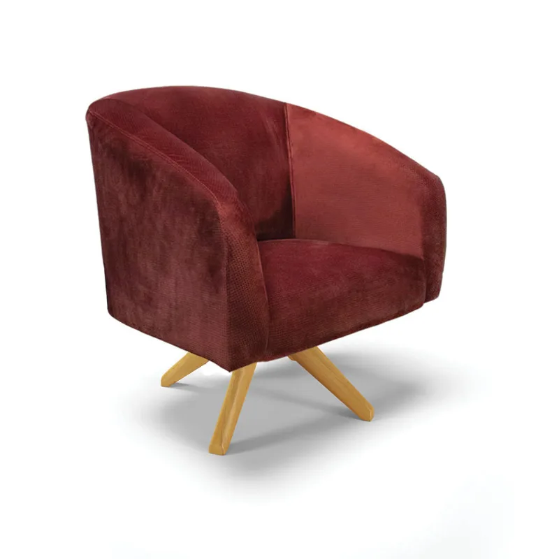Poltrona Decorativa Giratória MA30 Stella Veludo Text Marsala D03 - D'Rossi