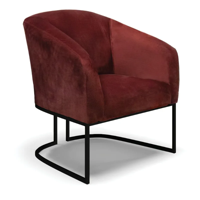 Poltrona Decorativa Industrial Preto Stella Veludo Text Marsala D03 - D'Rossi