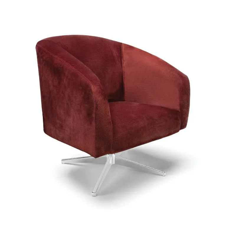 Poltrona Decorativa Giratória Cromada Stella Veludo Text Marsala D03 - D'Rossi