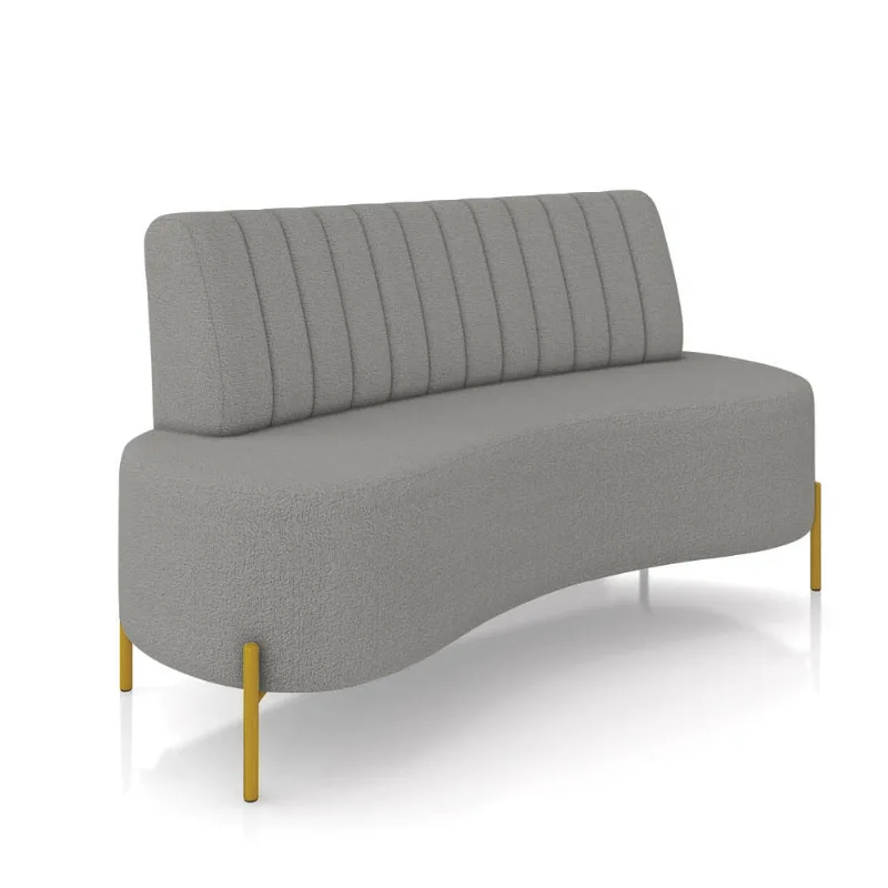 Sofá Orgânico 2 Lugares 135cm Pé Ferro Dourado Maraú Bouclê K01 - D'Rossi Cinza