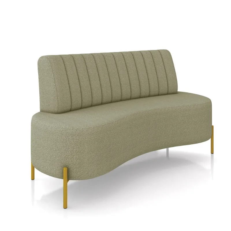 Sofá Orgânico 2 Lugares 135cm Pé Ferro Dourado Maraú Bouclê K01 - D'Rossi Verde