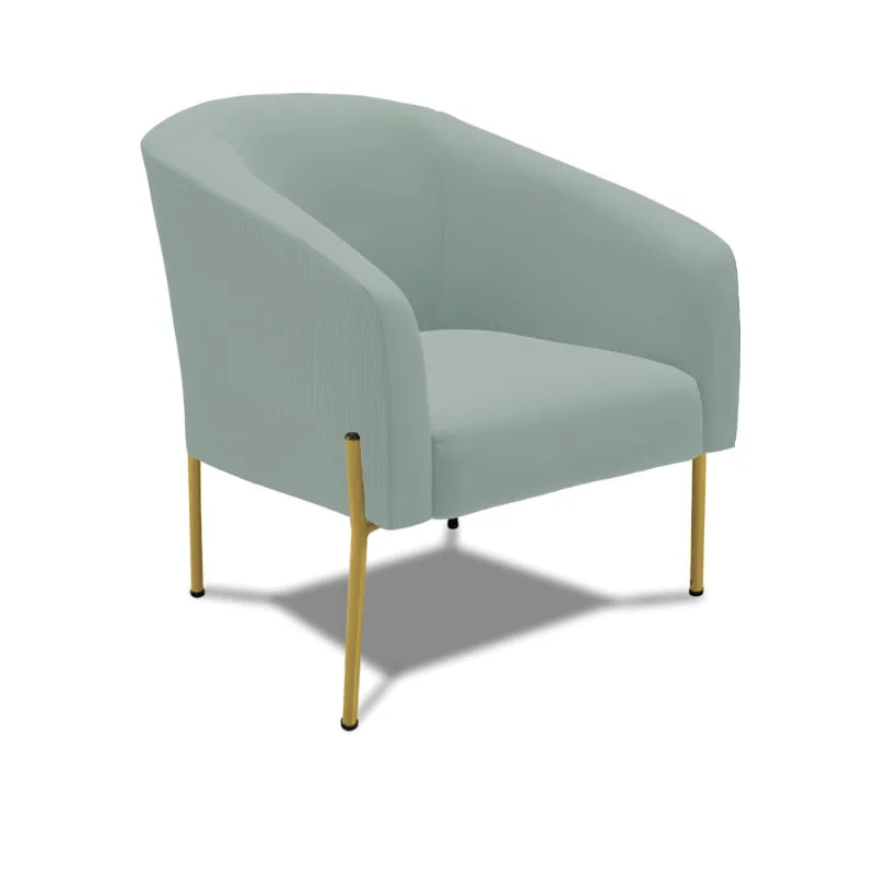 Poltrona Decorativa Pé de Ferro Dourado Stella Cotelê Ext/Veludo Menta D03 - D'Rossi