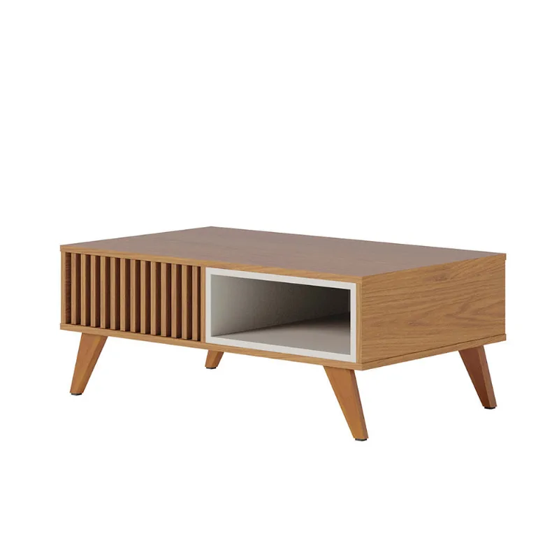 Mesa de Centro Para Sala Retangular 1 Nicho karin Freijó/Off Matte - D'Rossi