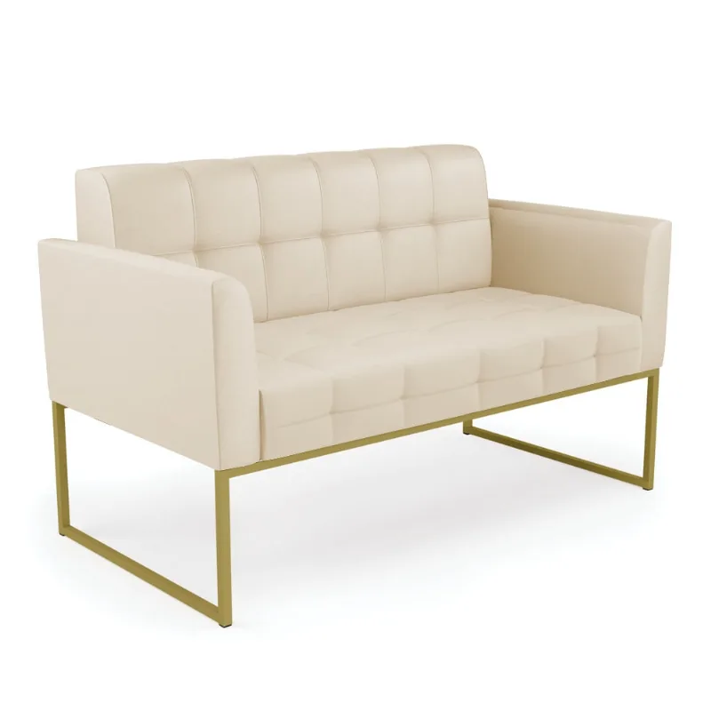 Sofá Namoradeira Elisa Corino Base Metálica Industrial Dourado - D'Rossi Grafite